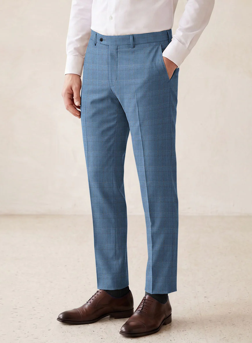 Scabal Cosmopolitan Prince Light Blue Wool Pants