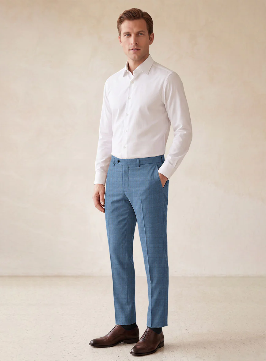 Scabal Cosmopolitan Prince Light Blue Wool Pants - Image 3