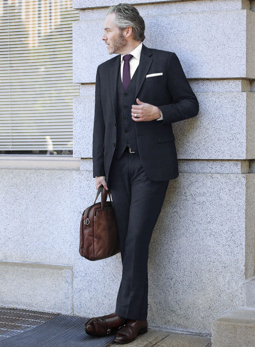 Scabal Cosmopolitan Prince Seal Blue Wool Suit - Image 2