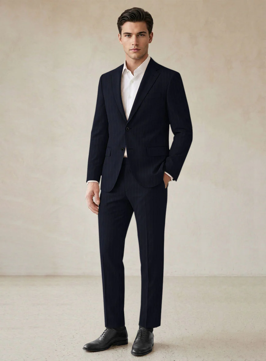 Scabal Cosmopolitan Stripe Blue Wool Suit