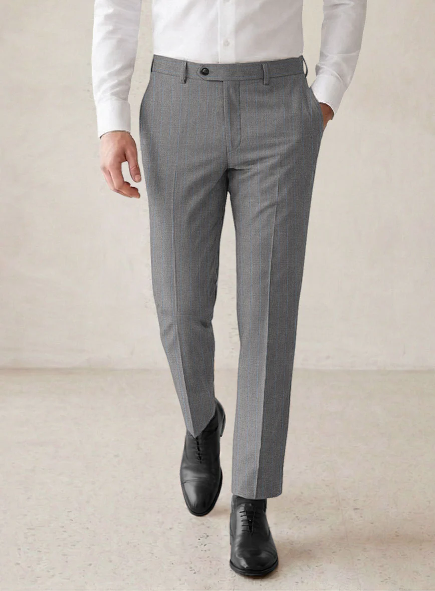 Scabal Cosmopolitan Stripe Gray Wool Pants