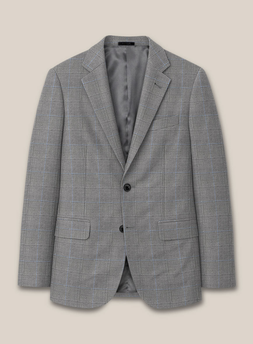 Scabal Cosmopolitan Windowpane Gray Wool Suit - Image 4