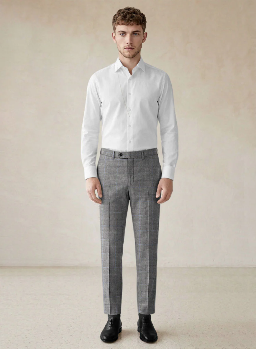 Scabal Cosmopolitan Windowpane Gray Wool Suit - Image 7