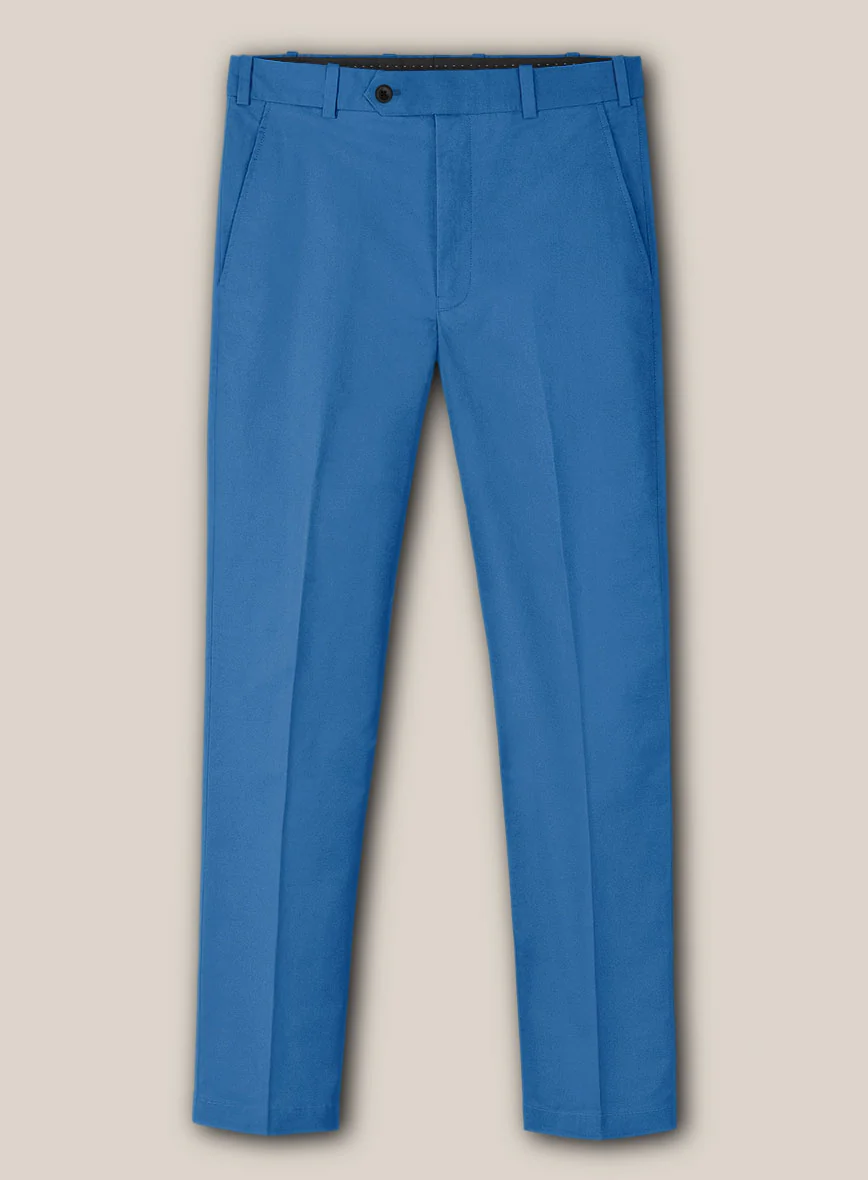 Scabal Crystal Blue Cotton Stretch Pants - Image 2