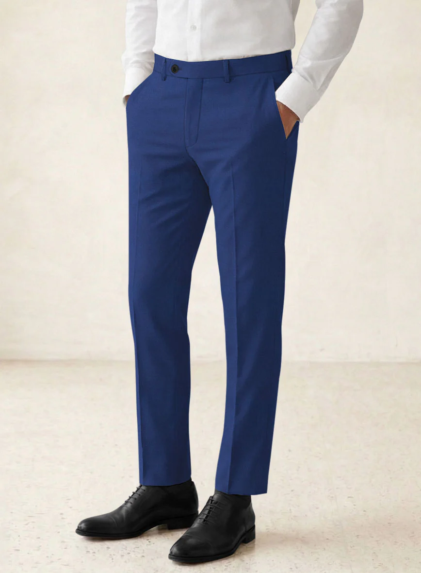 Scabal Egyptian Blue Wool Pants