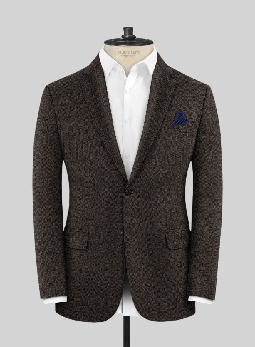 Scabal Erar Herringbone Brown Wool Jacket