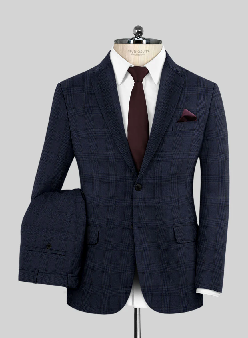 Scabal Gilu Glen Blue Wool Suit