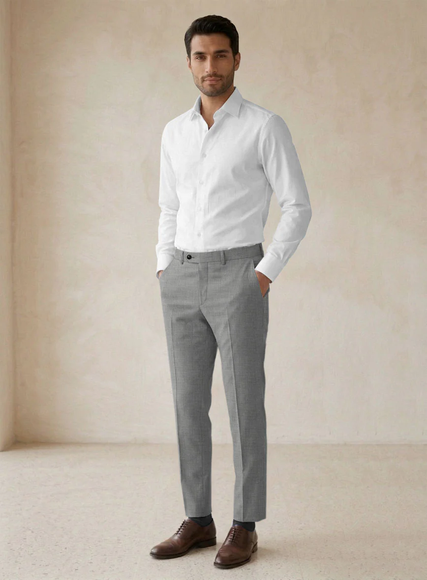 Scabal Jacobi Twill Gray Wool Pants - Image 3