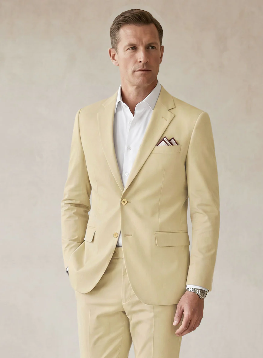 Scabal Latte Beige Cotton Stretch Jacket - Image 2