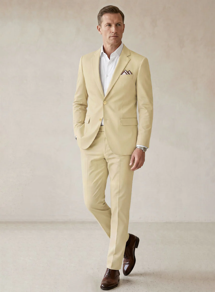 Scabal Latte Beige Cotton Stretch Suit