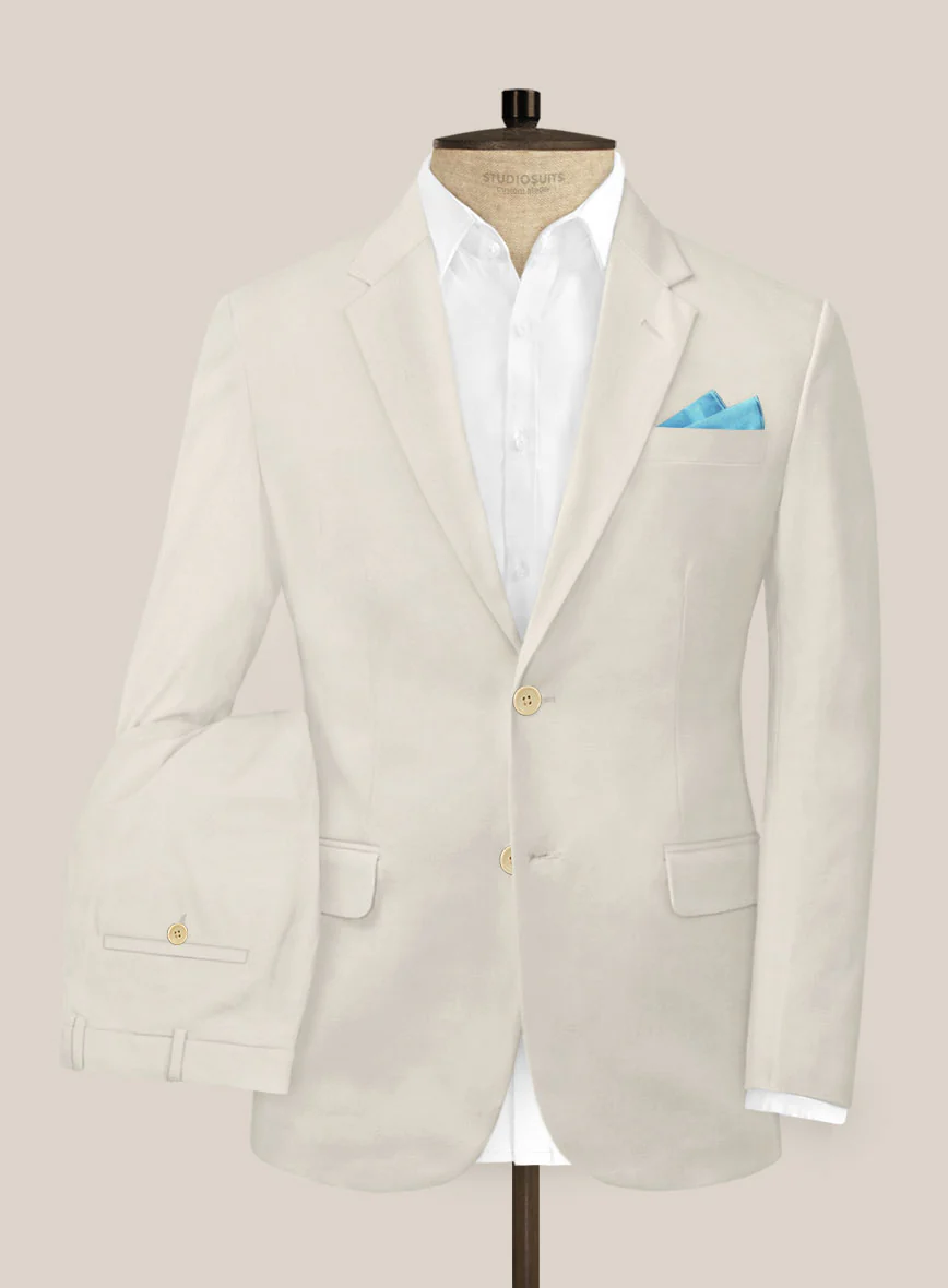 Scabal Light Fawn Cotton Stretch Suit - Image 2