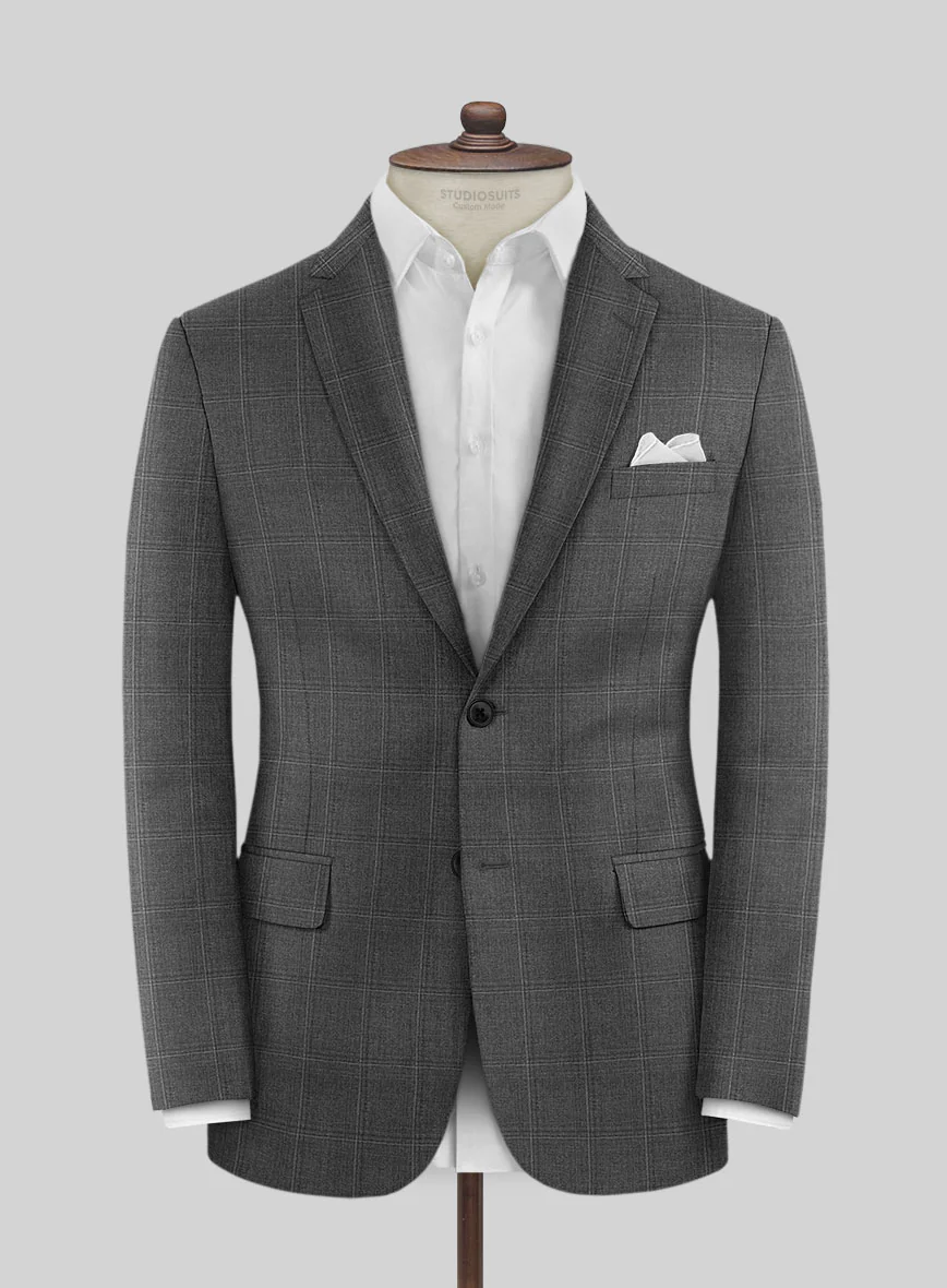 Scabal Lisco Windowpane Gray Wool Suit - Image 3