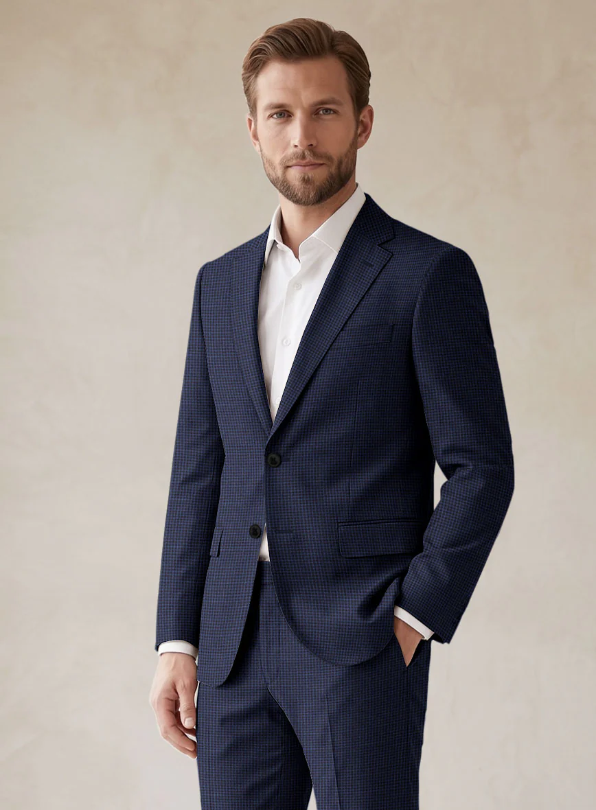 Scabal Londoner Asario Grid Blue Wool Suit - Image 3