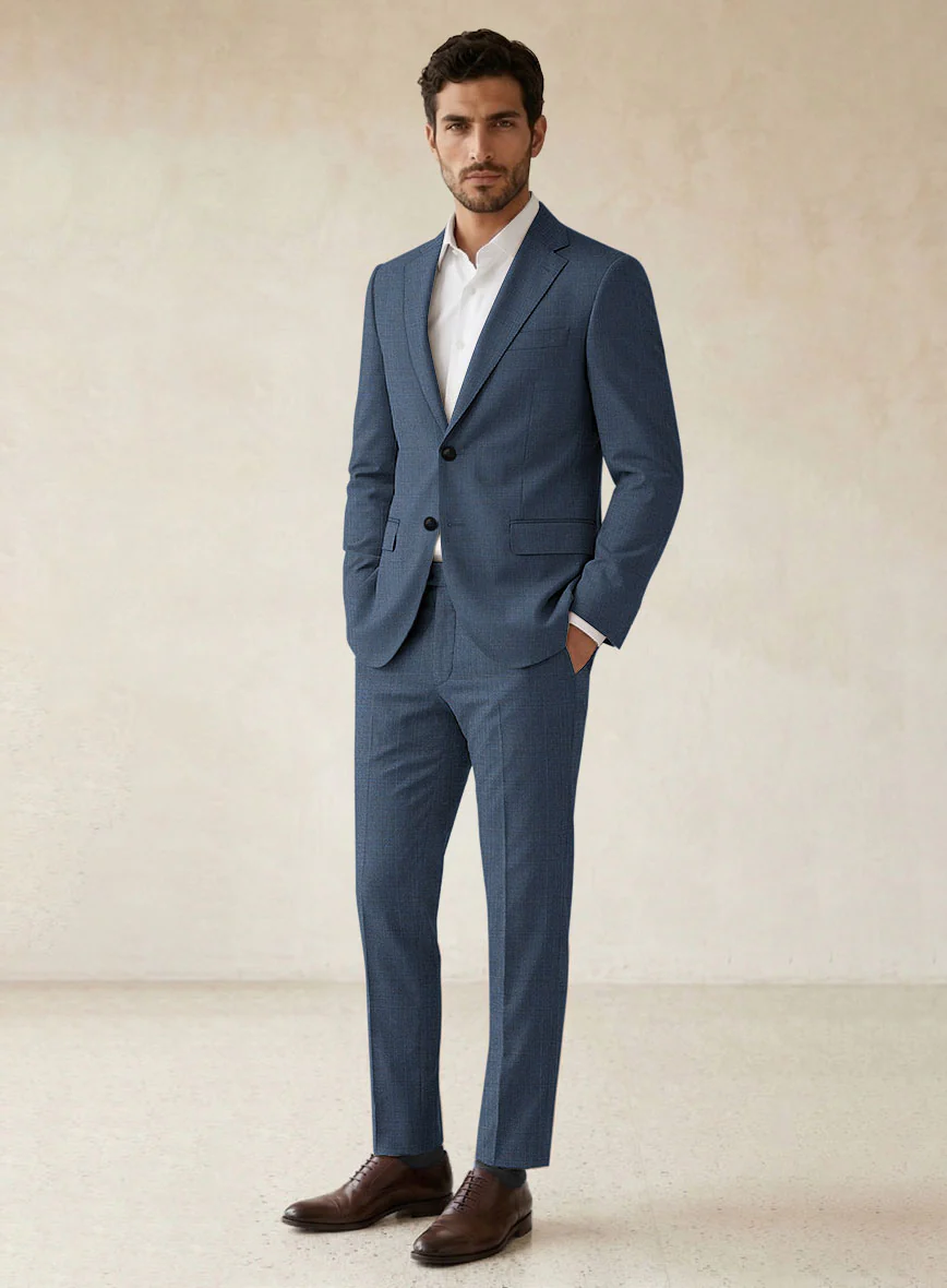 Scabal Londoner Blasi Checks Blue Wool Suit