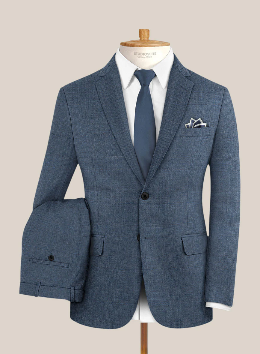 Scabal Londoner Blasi Checks Blue Wool Suit - Image 2