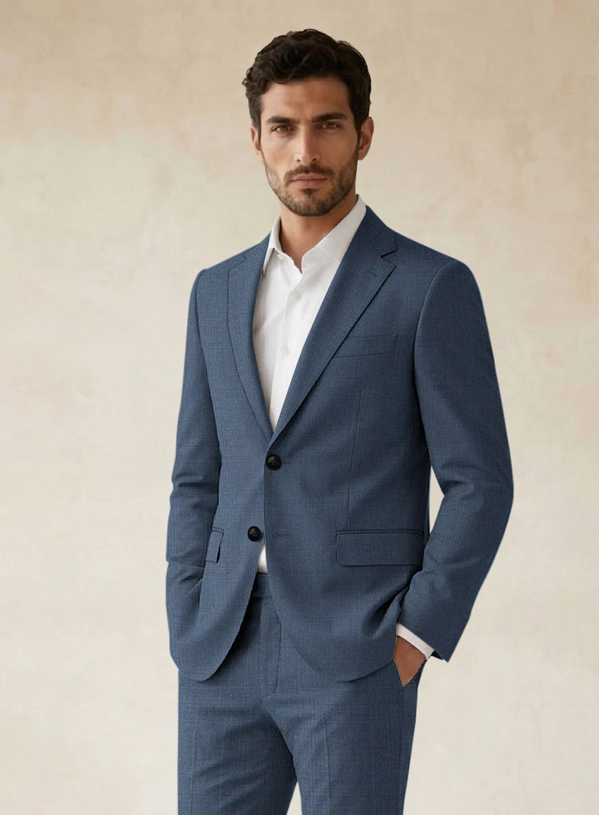 Scabal Londoner Blasi Checks Blue Wool Suit - Image 3