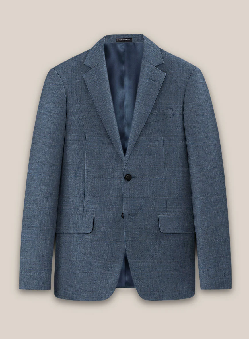 Scabal Londoner Blasi Checks Blue Wool Suit - Image 4