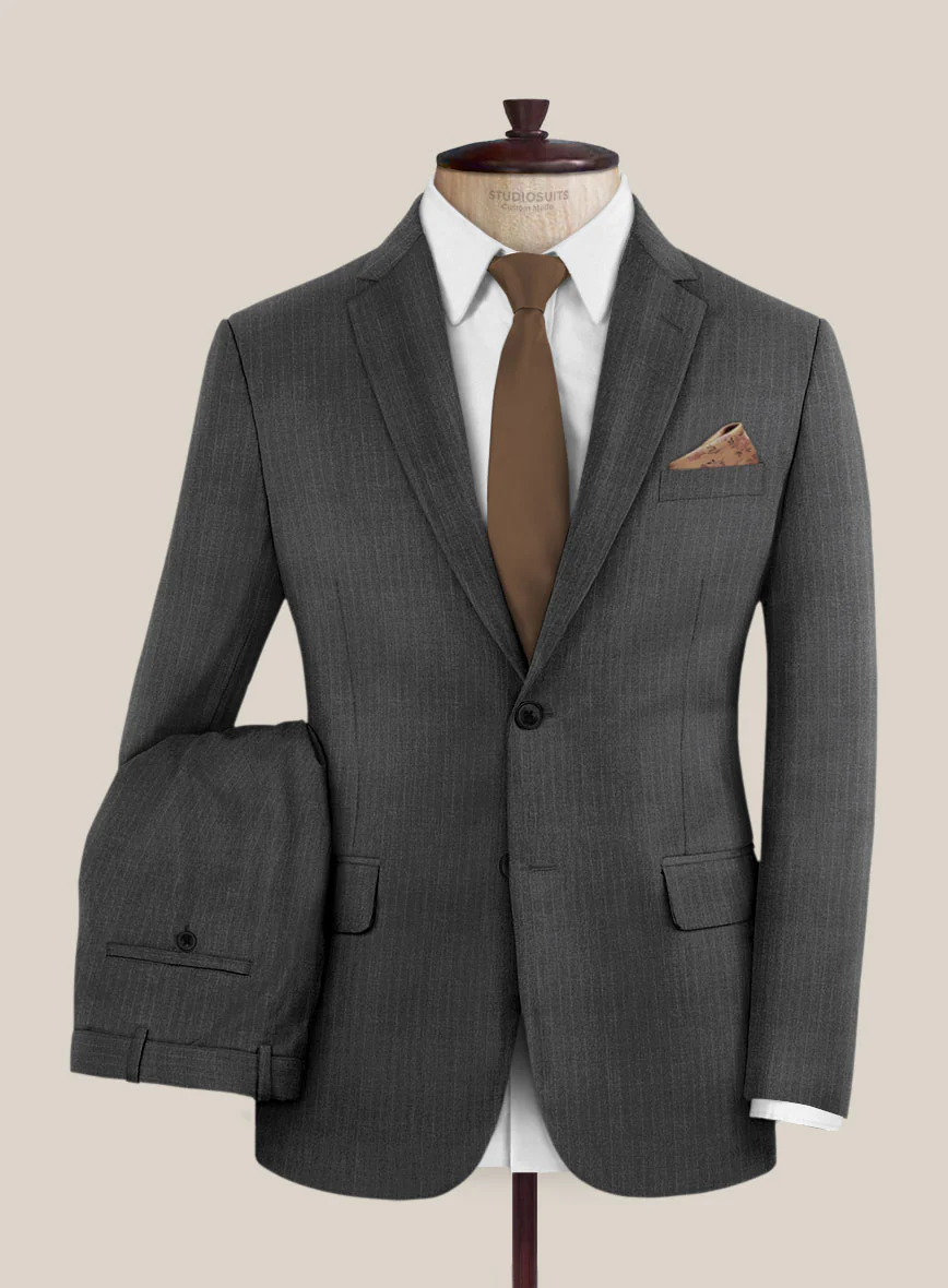 Scabal Londoner Casiri Stripe Charcoal Wool Suit - Image 2