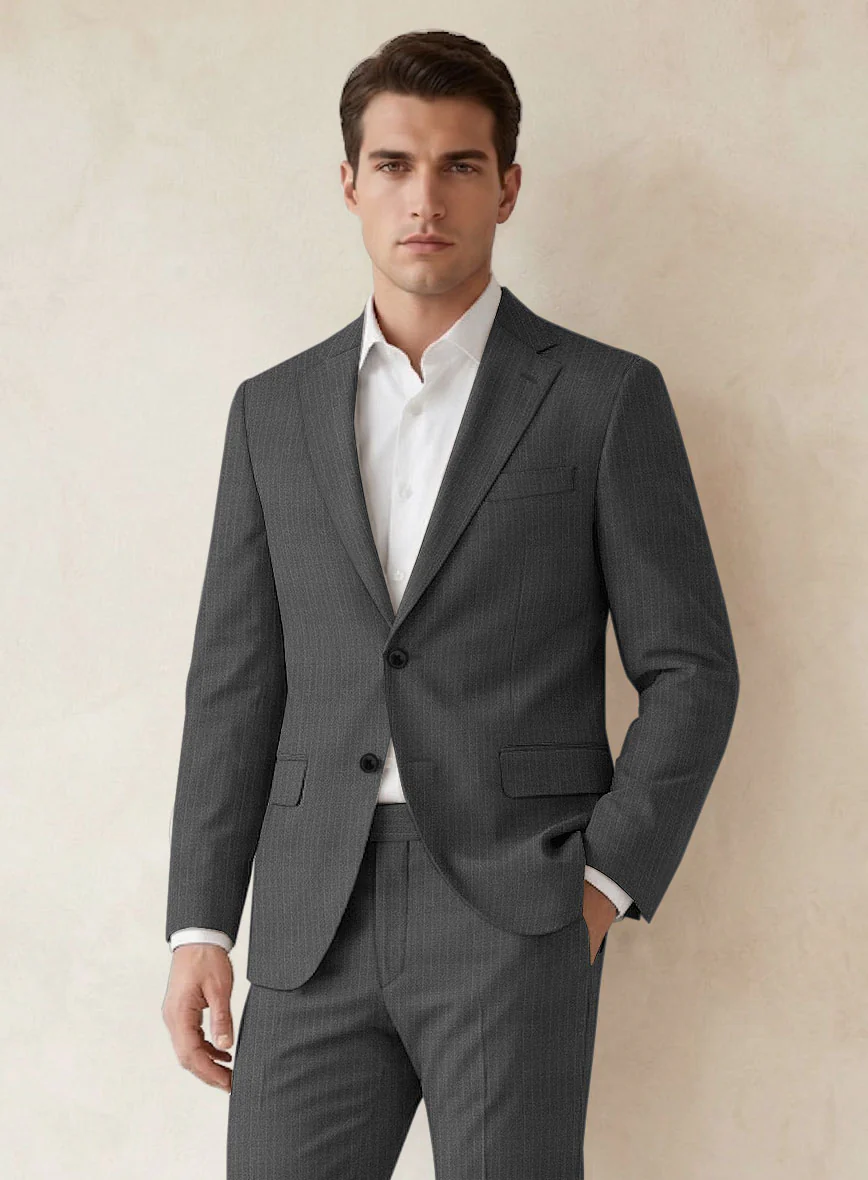 Scabal Londoner Casiri Stripe Charcoal Wool Suit - Image 3