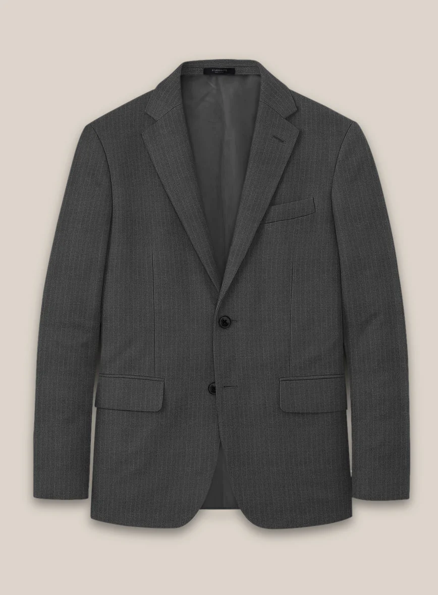 Scabal Londoner Casiri Stripe Charcoal Wool Suit - Image 4