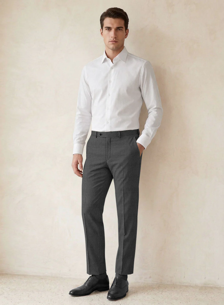 Scabal Londoner Casiri Stripe Charcoal Wool Suit - Image 7