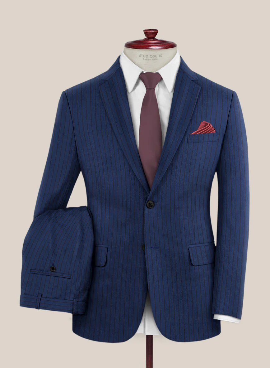 Scabal Londoner Deli Stripe Blue Wool Suit - Image 2