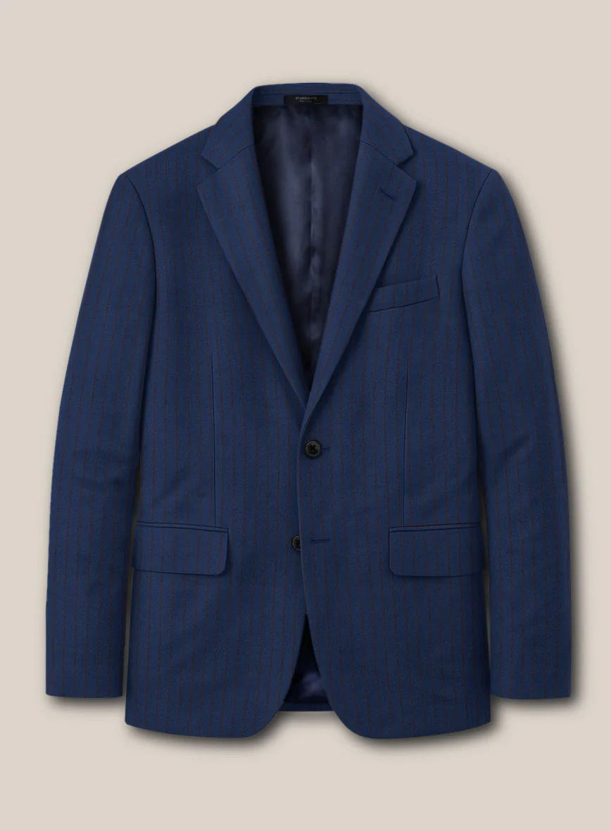 Scabal Londoner Deli Stripe Blue Wool Suit - Image 3