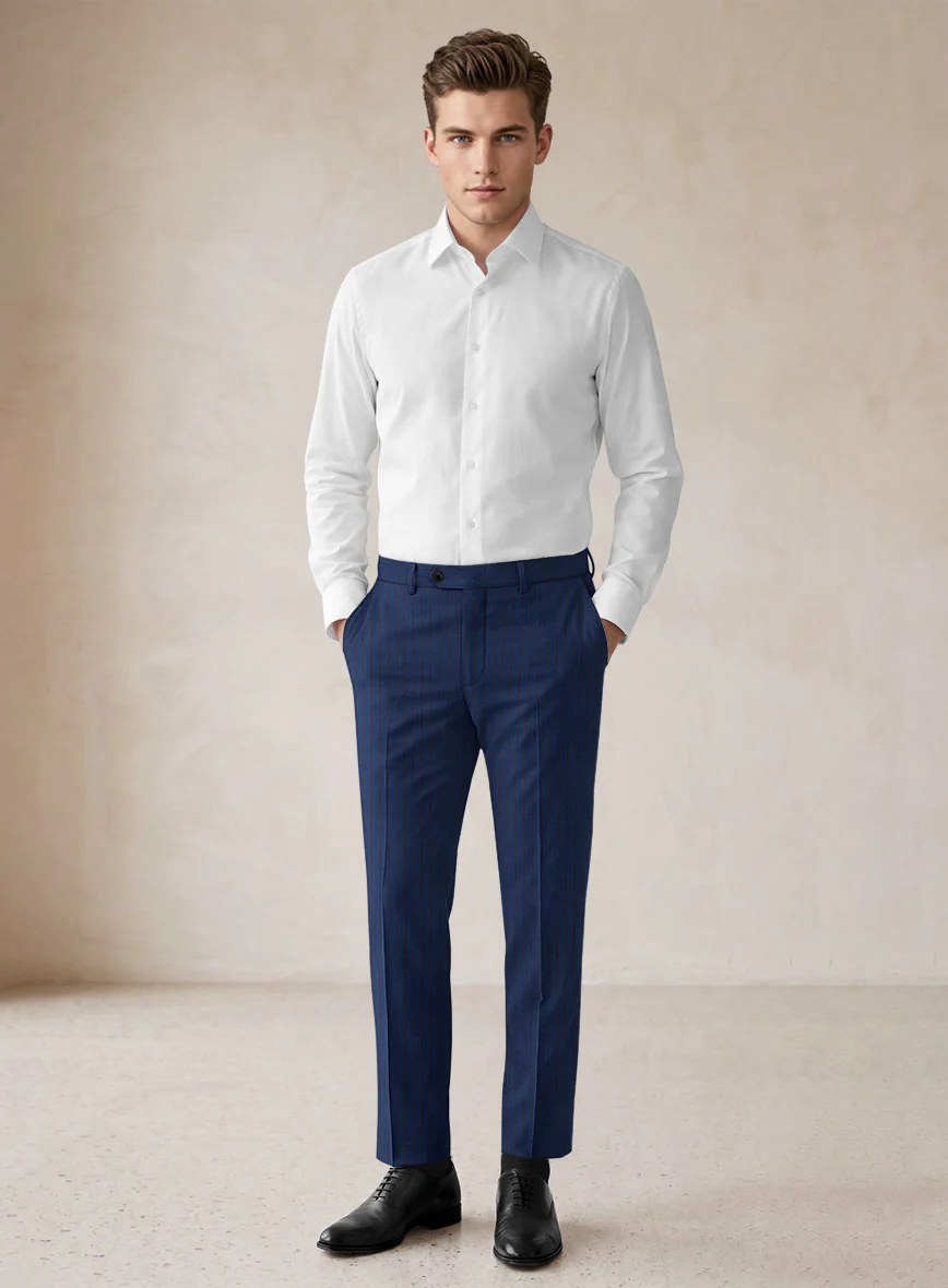 Scabal Londoner Deli Stripe Blue Wool Suit - Image 7