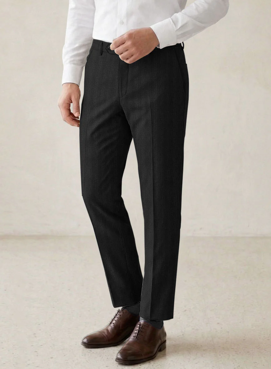 Scabal Londoner Emingo Stripe Charcoal Wool Pants