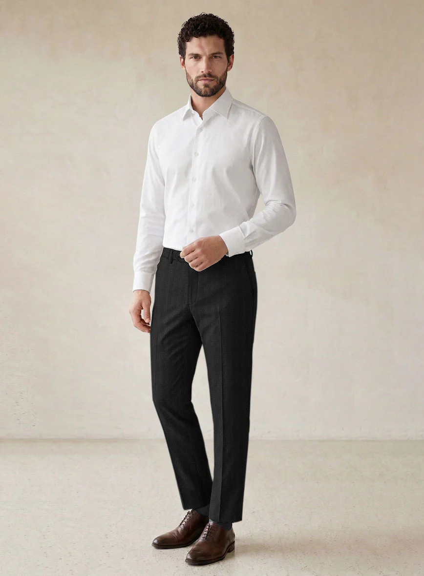 Scabal Londoner Emingo Stripe Charcoal Wool Pants - Image 3