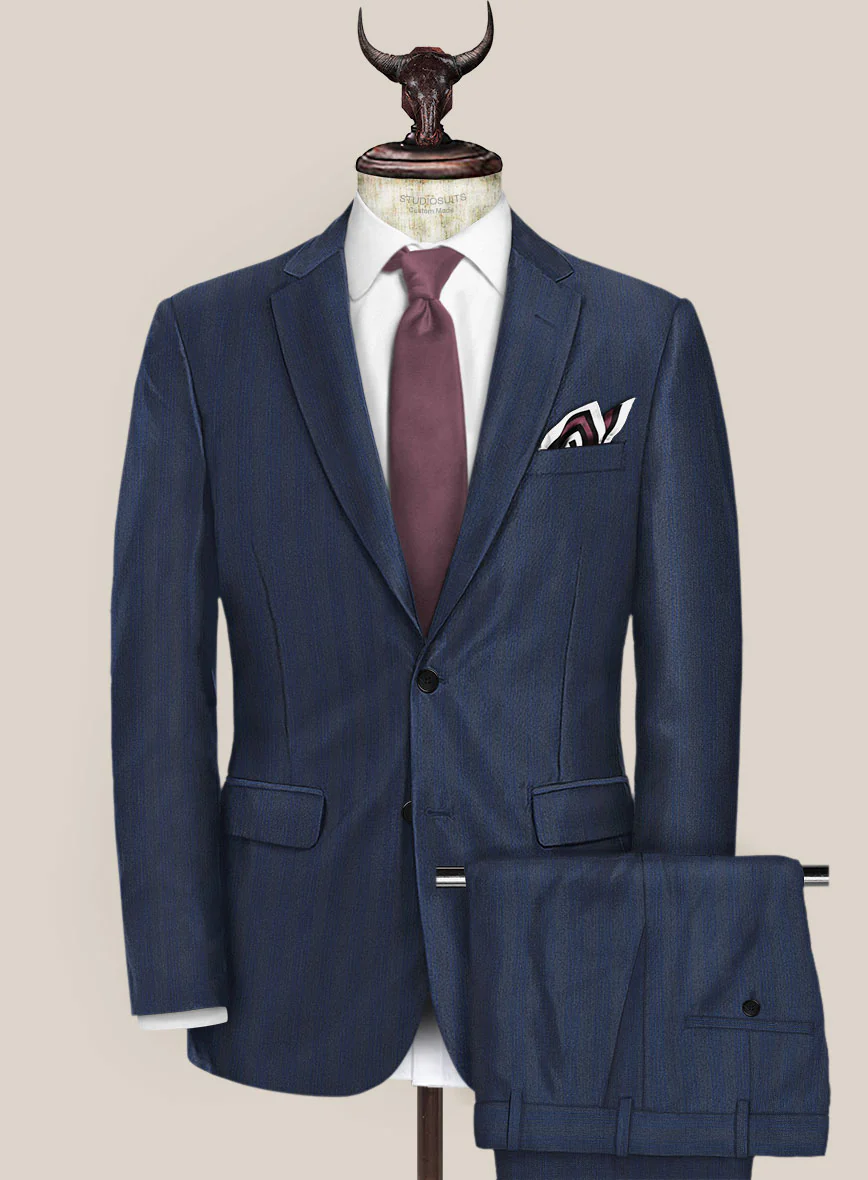 Scabal Londoner Erafin Stripe Blue Wool Suit - Image 2
