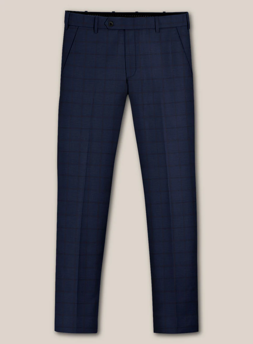 Scabal Londoner Eside Checks Blue Wool Pants - Image 2