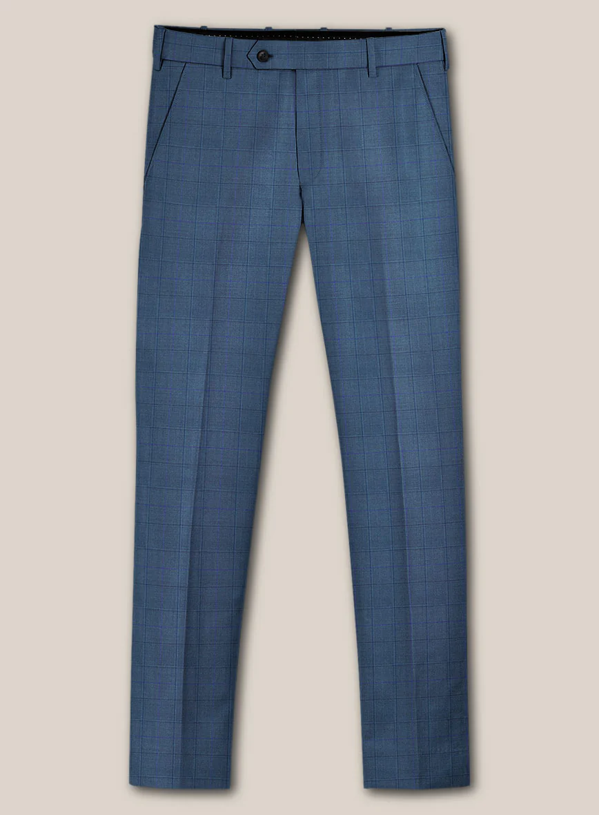 Scabal Londoner Glen Blue Wool Pants - Image 2