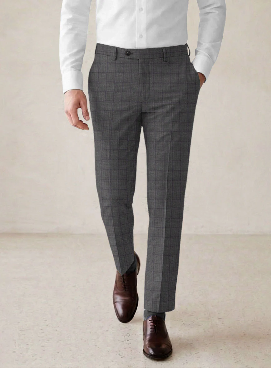 Scabal Londoner Inagi Checks Gray Wool Pants