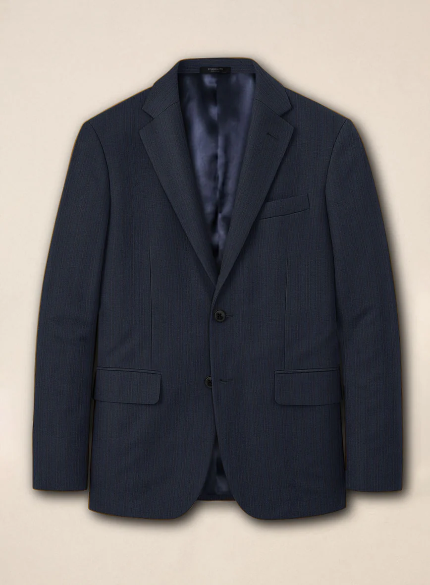 Scabal Londoner Jolge Stripe Blue Wool Suit - Image 4