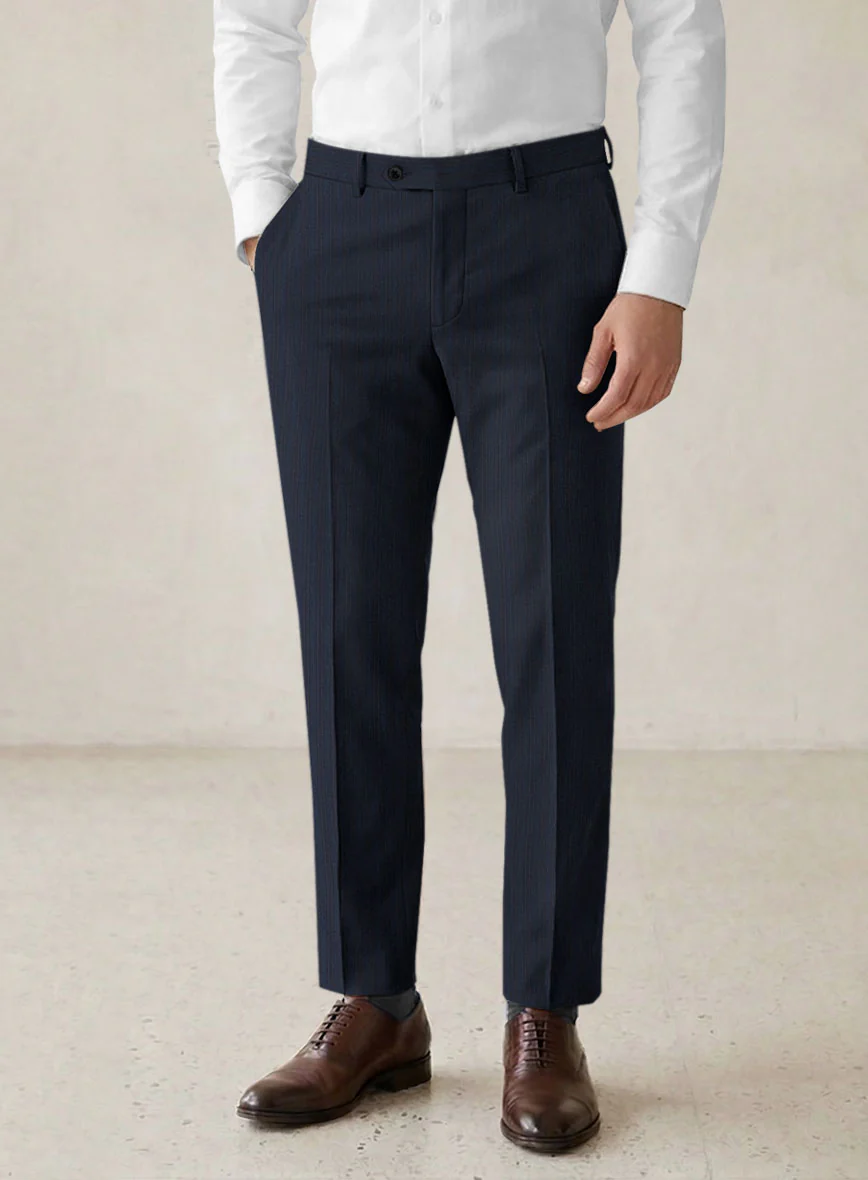 Scabal Londoner Jolge Stripe Blue Wool Suit - Image 6