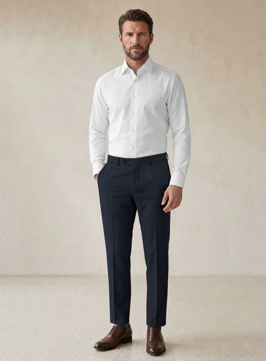 Scabal Londoner Jolge Stripe Blue Wool Suit - Image 7