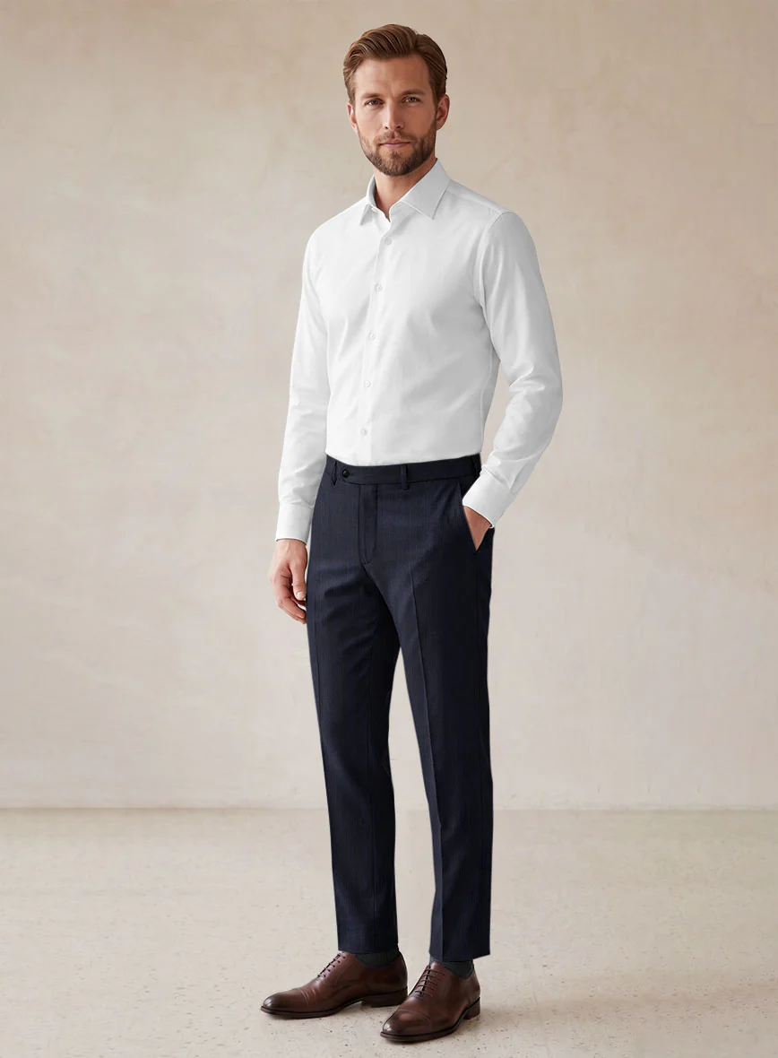 Scabal Londoner Manpa Stripe Blue Wool Pants - Image 3