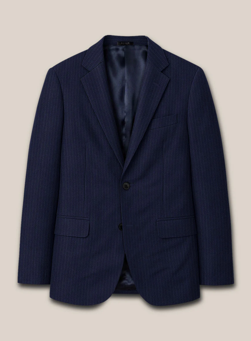 Scabal Londoner Mence Stripe Blue Wool Suit - Image 4
