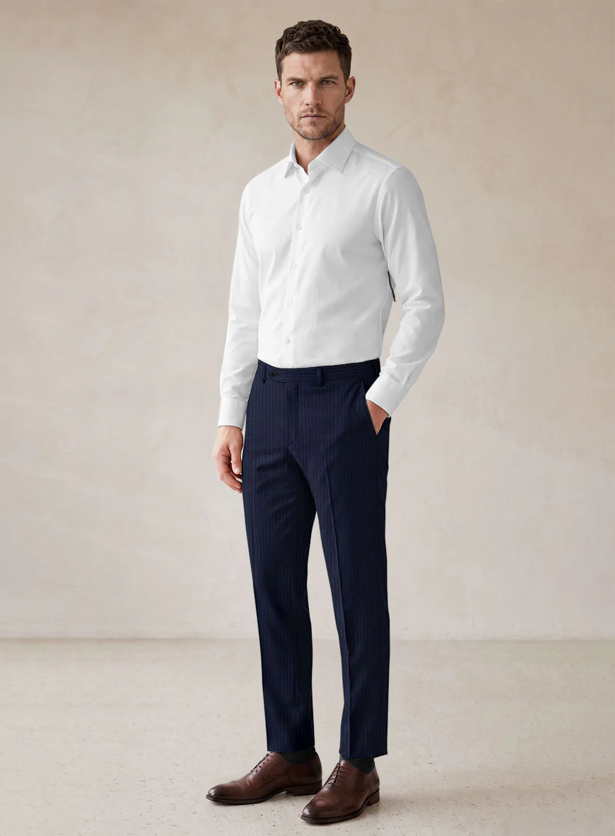 Scabal Londoner Mence Stripe Blue Wool Suit - Image 7