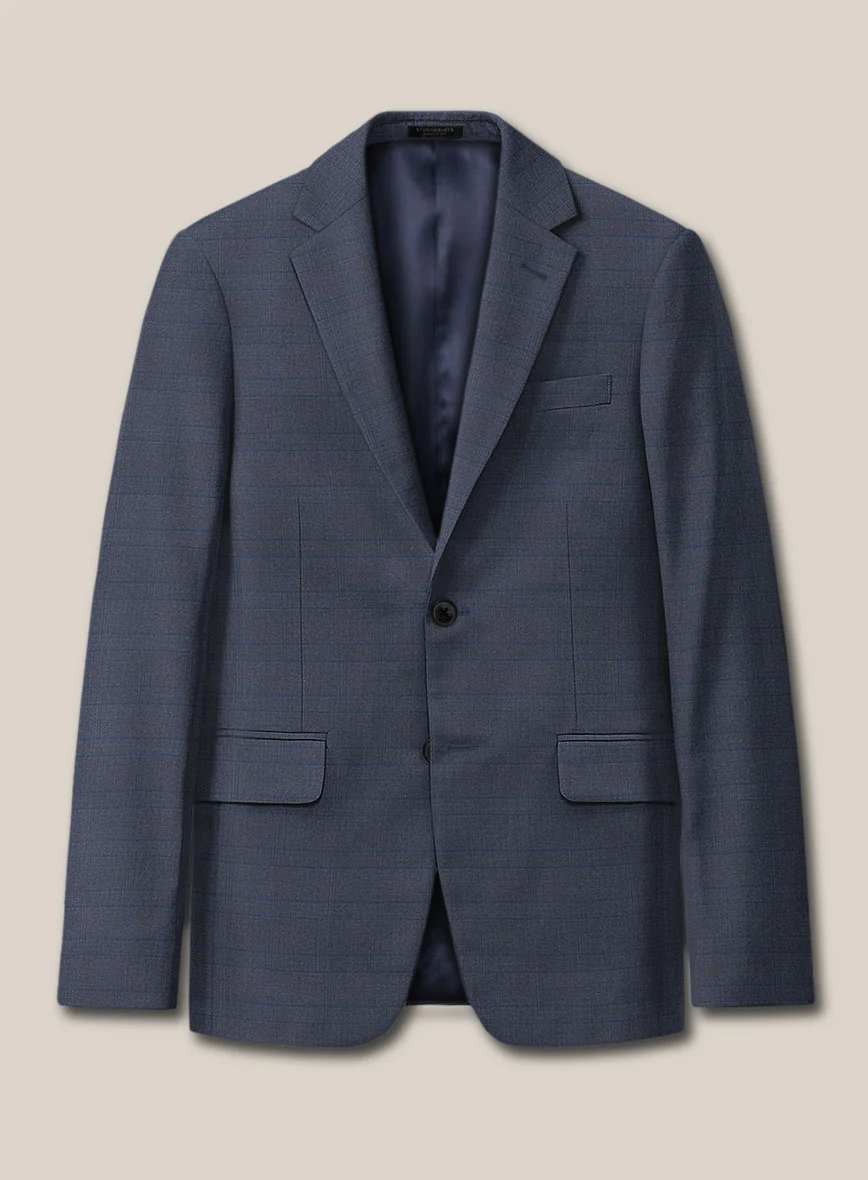 Scabal Londoner Olfoda Checks Blue Wool Jacket