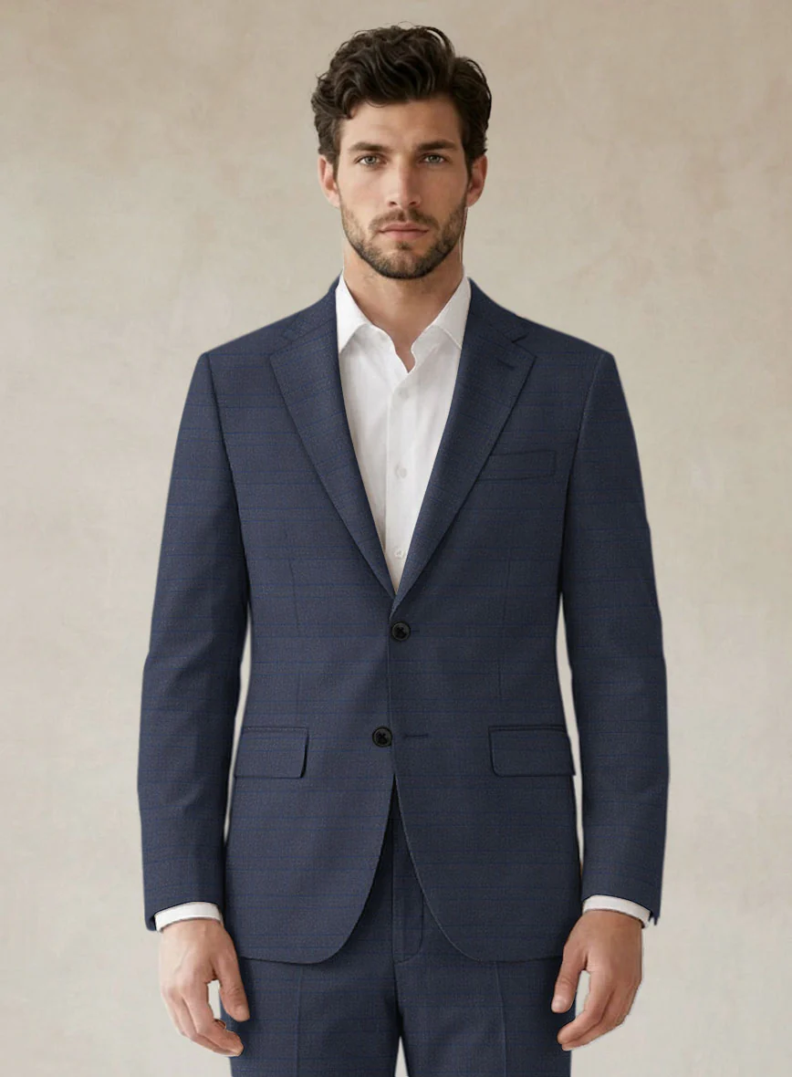 Scabal Londoner Olfoda Checks Blue Wool Jacket - Image 2