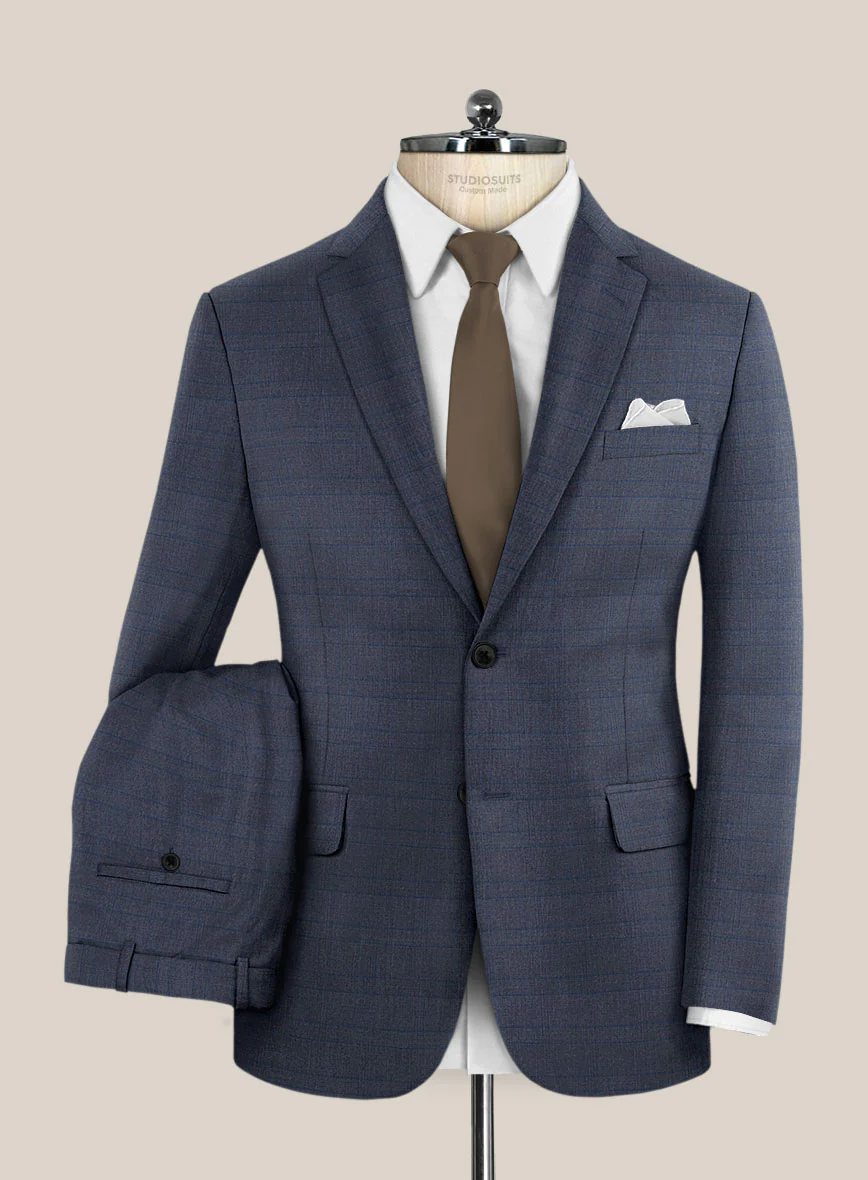 Scabal Londoner Olfoda Checks Blue Wool Suit - Image 2