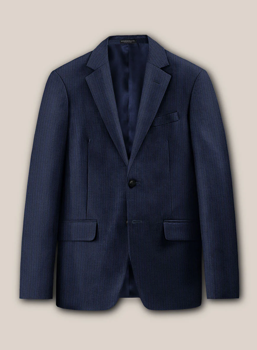 Scabal Londoner Sarcos Stripe Blue Wool Suit - Image 4