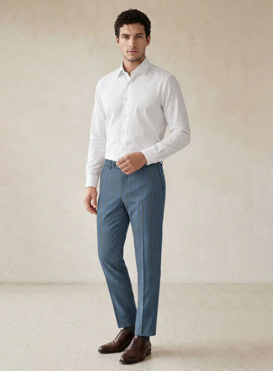 Scabal Londoner Struci Stripe Gray Wool Pants - Image 3