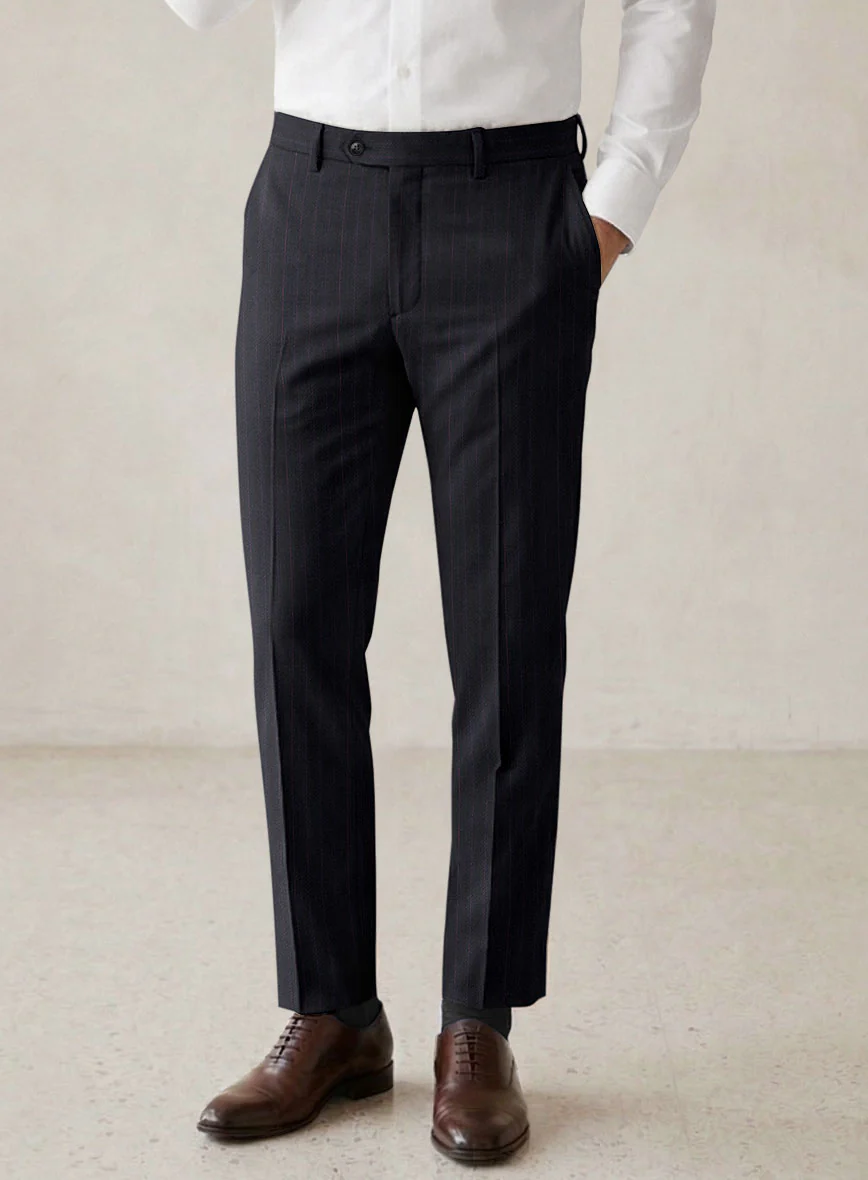 Scabal Londoner Toconi Stripe Blue Wool Pants