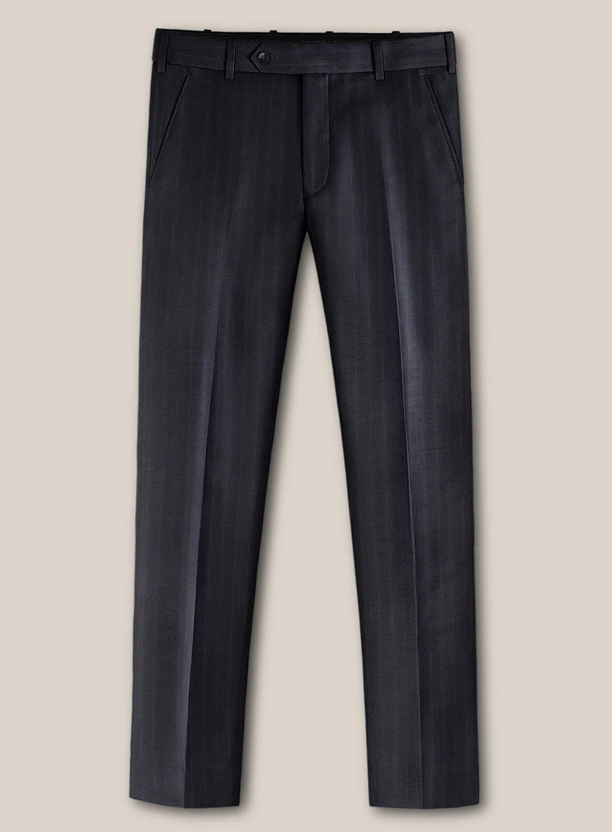 Scabal Londoner Toconi Stripe Blue Wool Pants - Image 2
