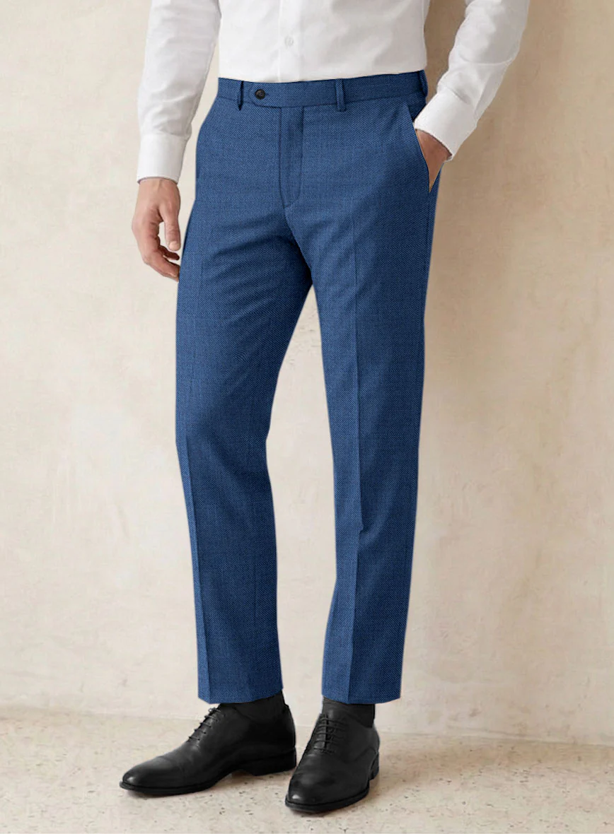 Scabal Londoner Twill Blue Wool Pants