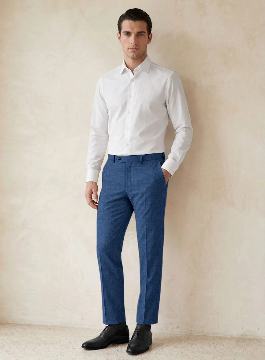 Scabal Londoner Twill Blue Wool Pants - Image 3