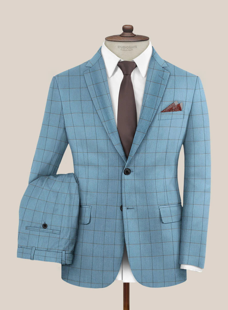 Scabal Londoner Windowpane Blue Wool Suit - Image 2